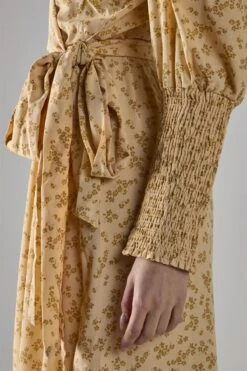 Glamorous Beige-Mustard-Ditsy Wrap Midi-Dress -Glamorous Shop 648b1a03 3f49 457a 8685 c220ab908133