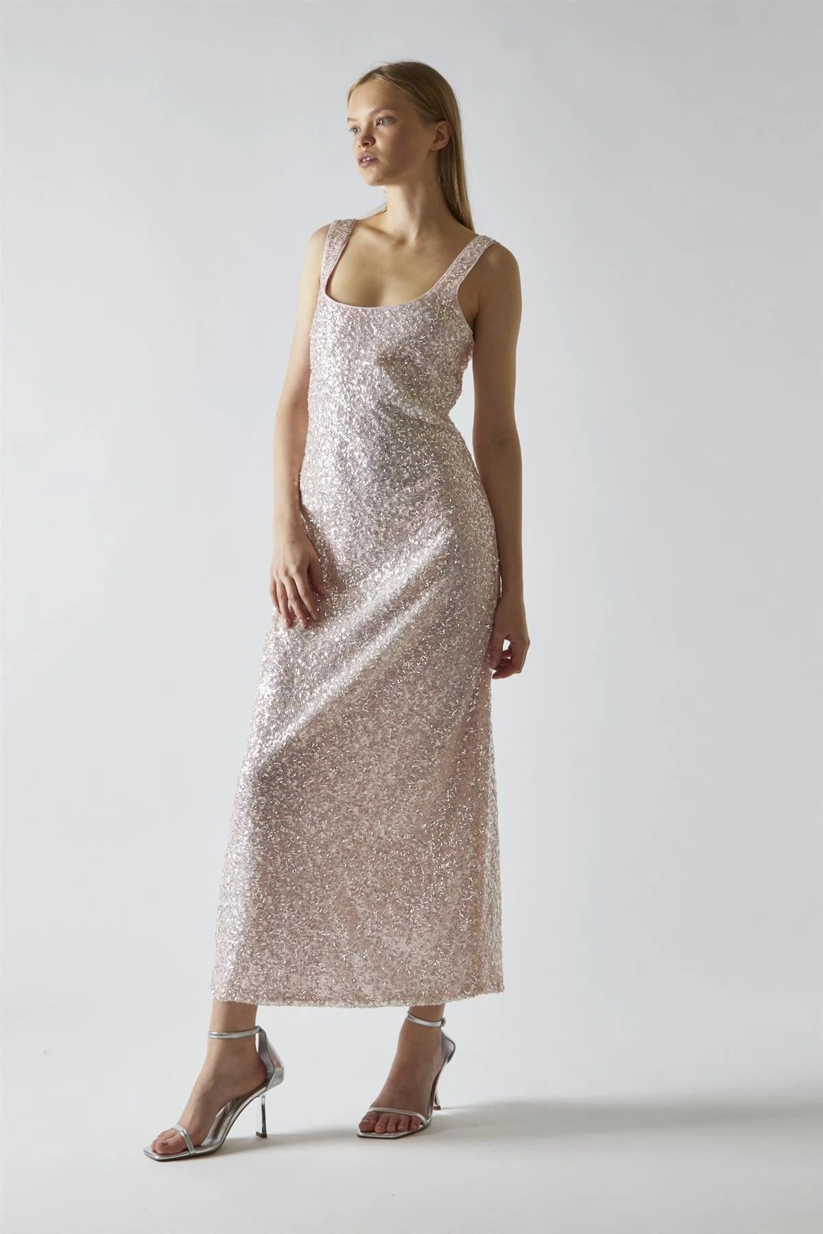 Glamorous Pink-Silver Sequin Square-Neck Bias-Cut Midaxi-Dress 7 Glamorous Pink-Silver Sequin Square-Neck Bias-Cut Midaxi-Dress - Image 5