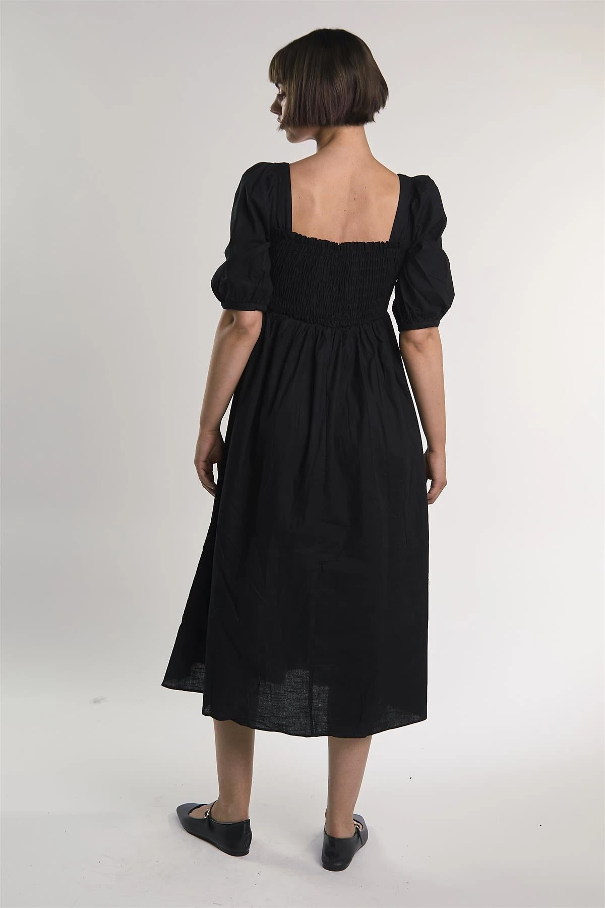 Glamorous Black Shirred-Front Midi-Dress 4 Glamorous Black Shirred-Front Midi-Dress - Image 2