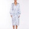 Glamorous White-Blue Animal Wrap Midi-Dress