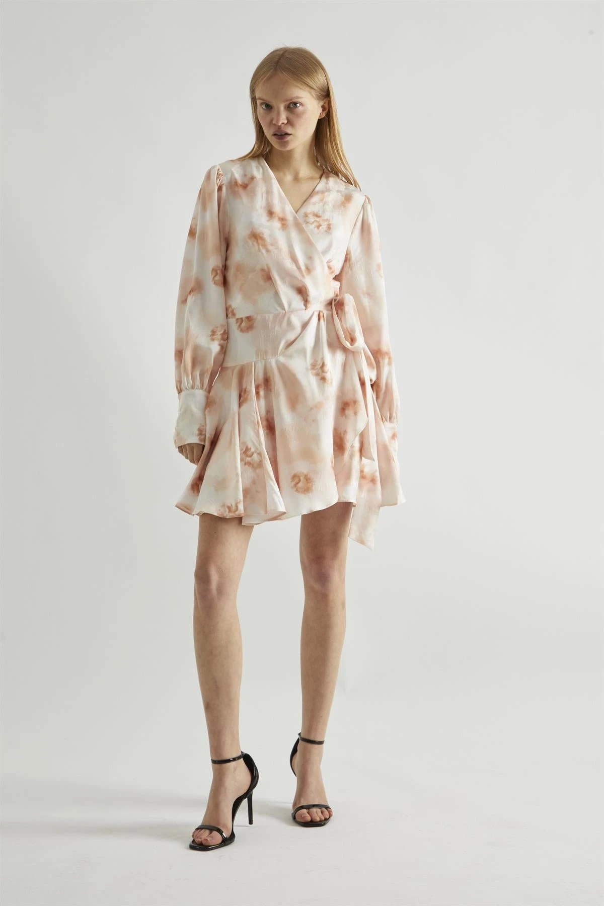 Glamorous Peach-Watercolour Wrap Mini-dress 3 Glamorous Peach-Watercolour Wrap Mini-dress