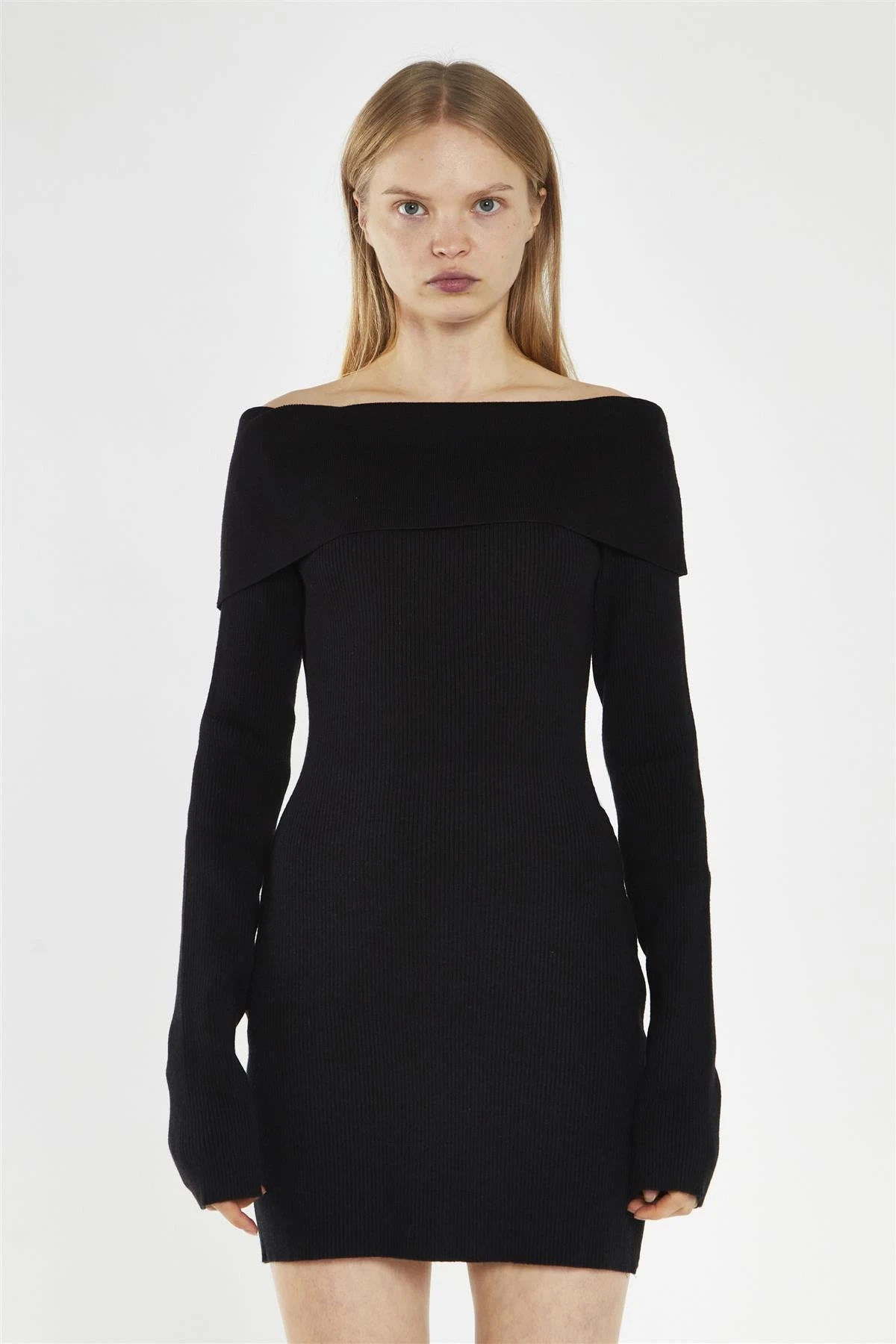 Glamorous Black Bardot Knitted Mini-Dress 5 Glamorous Black Bardot Knitted Mini-Dress - Image 3