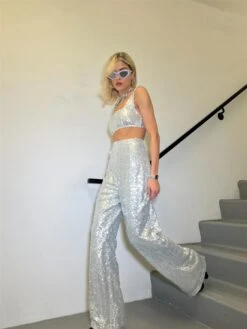 Glamorous Silver-Sequin Wide-Leg Trousers -Glamorous Shop 6dc43741 40ca 4ba4 8f78 29695fbab4aa