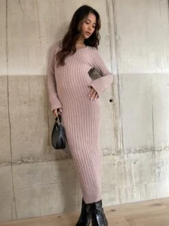 Glamorous Pale-Lilac Knitted Midaxi-Dress