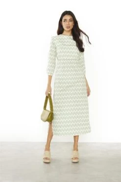 Glamorous Green Retro Wave Tie-Back Midi-Dress