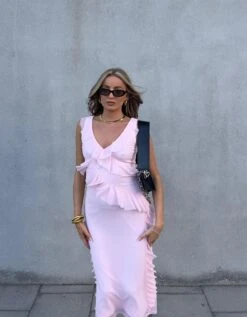 Glamorous Khloe Ruffle Midaxi Dress -Pale Pink -Glamorous Shop 75dde3ce 20f8 4ce4 a7ac 7344b1387d36