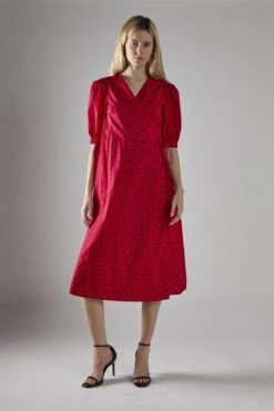 Glamorous Red Ditsy V-Neck Wrap Midi-Dress -Glamorous Shop 7ad22c42 8ee7 460c bd1e cf3973972bb3