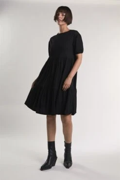 Glamorous Black Tiered-Smock Midi-Dress -Glamorous Shop 7e058299 c6ad 4be3 bc8c 12e550cd0cb8
