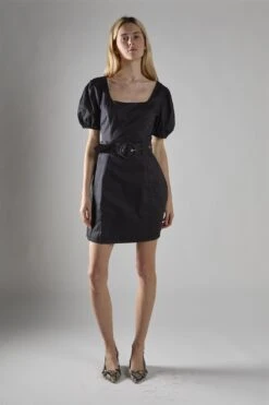 Glamorous Black Belted Peplum Mini-Dress