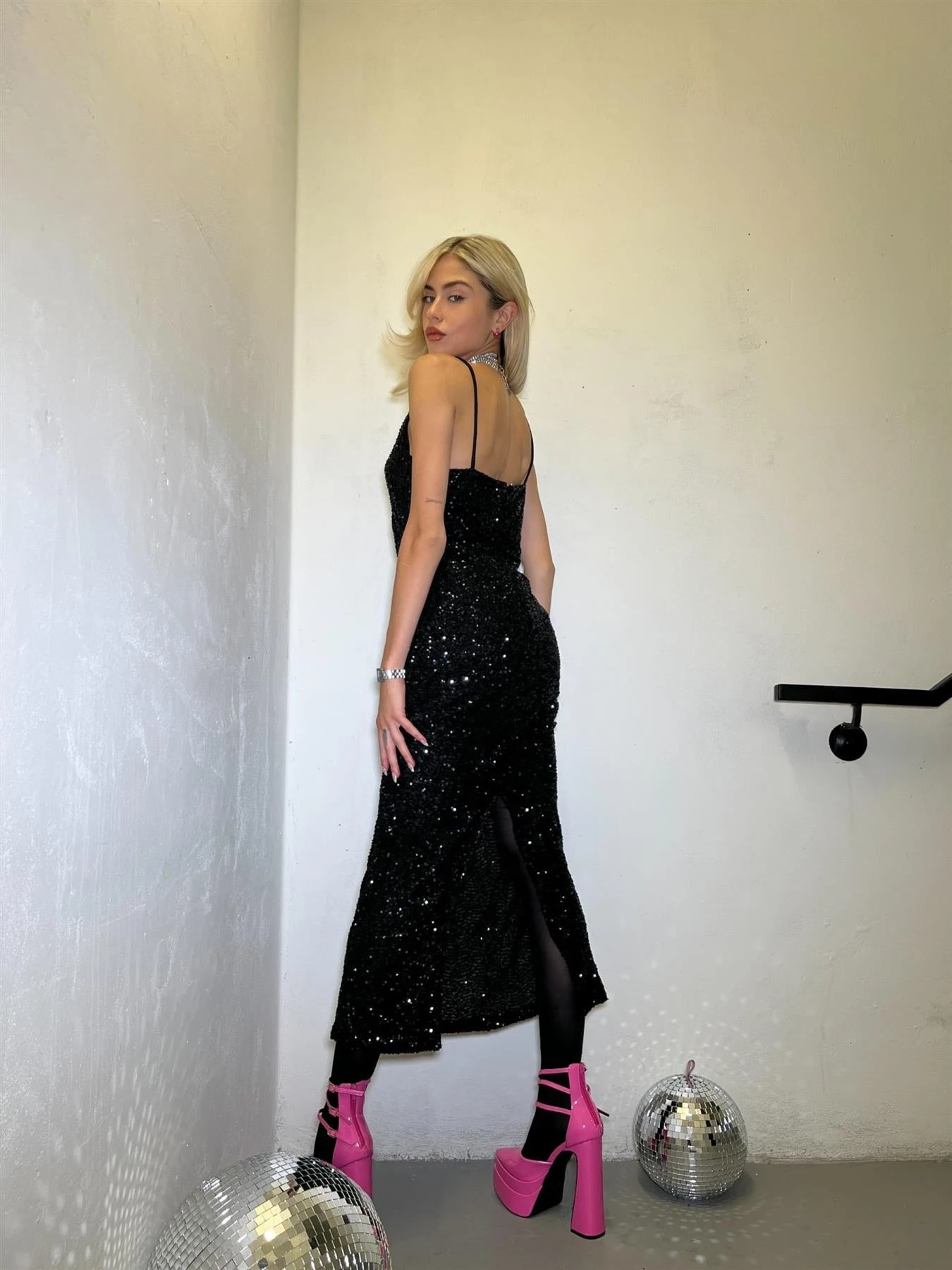 Glamorous Black-Sequin Strappy Bodycon Midaxi-Dress 4 Glamorous Black-Sequin Strappy Bodycon Midaxi-Dress - Image 2