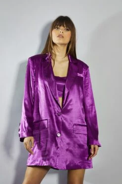 Glamorous Purple Classic Oversized-Blazer