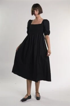 Glamorous Black Shirred-Front Midi-Dress 11 Glamorous Black Shirred-Front Midi-Dress -Glamorous Shop 86f86036 8d44 4478 91de caf516112a09