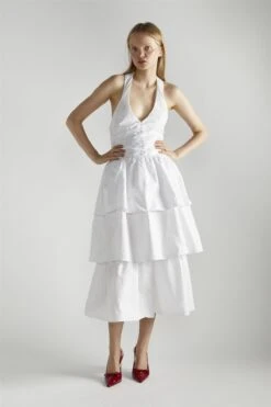 Glamorous White Tiered Midaxi-Dress