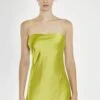 Glamorous Citrus-Green Strapless Bias-Cut Midaxi-Dress