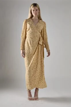 Glamorous Beige-Mustard-Ditsy Wrap Midi-Dress -Glamorous Shop 890af1ba c23c 4fdd 8b17 fdfaef169d04