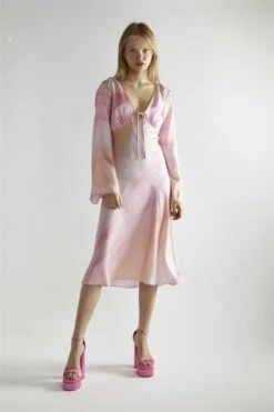 Glamorous Pastel Digital Tie-dye V-Neck Midi-Dress