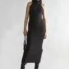 Glamorous Black Knitted Roll-Neck Maxi-Dress