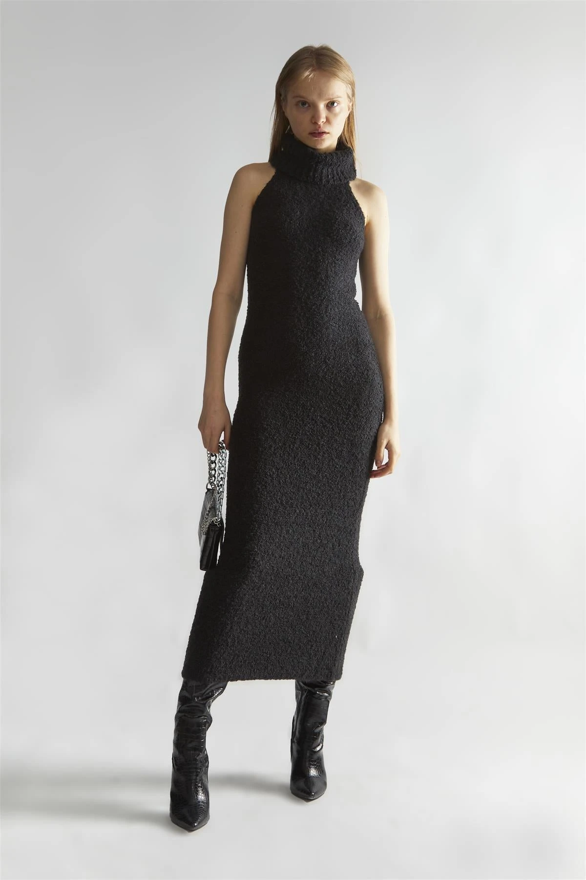 Glamorous Black Knitted Roll-Neck Maxi-Dress 3 Glamorous Black Knitted Roll-Neck Maxi-Dress