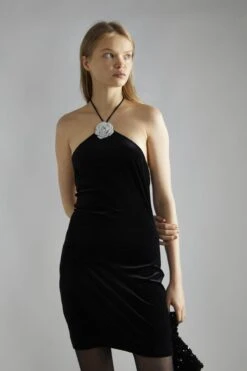 Glamorous Black-Velvet Halter-Neck Rhinestone-Corsage Mini-Dress -Glamorous Shop 8caa3e19 581b 4c95 af34 88c37c397603