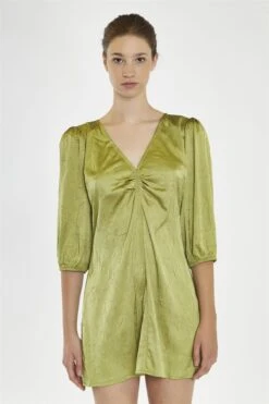 Glamorous Light-Olive V-Neck-Ruched-Front Mini-Dress -Glamorous Shop 92b00d43 4098 438d 8c98 950d773208d6