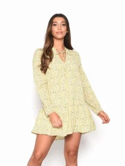 Glamorous Citron Daisy Floral Long Sleeve Smock Dress -Glamorous Shop 9480be9d c051 4b05 8776 b9e97f026ea9
