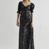 Glamorous Charcoal Digital-Floral Twist-Front Maxi-Dress