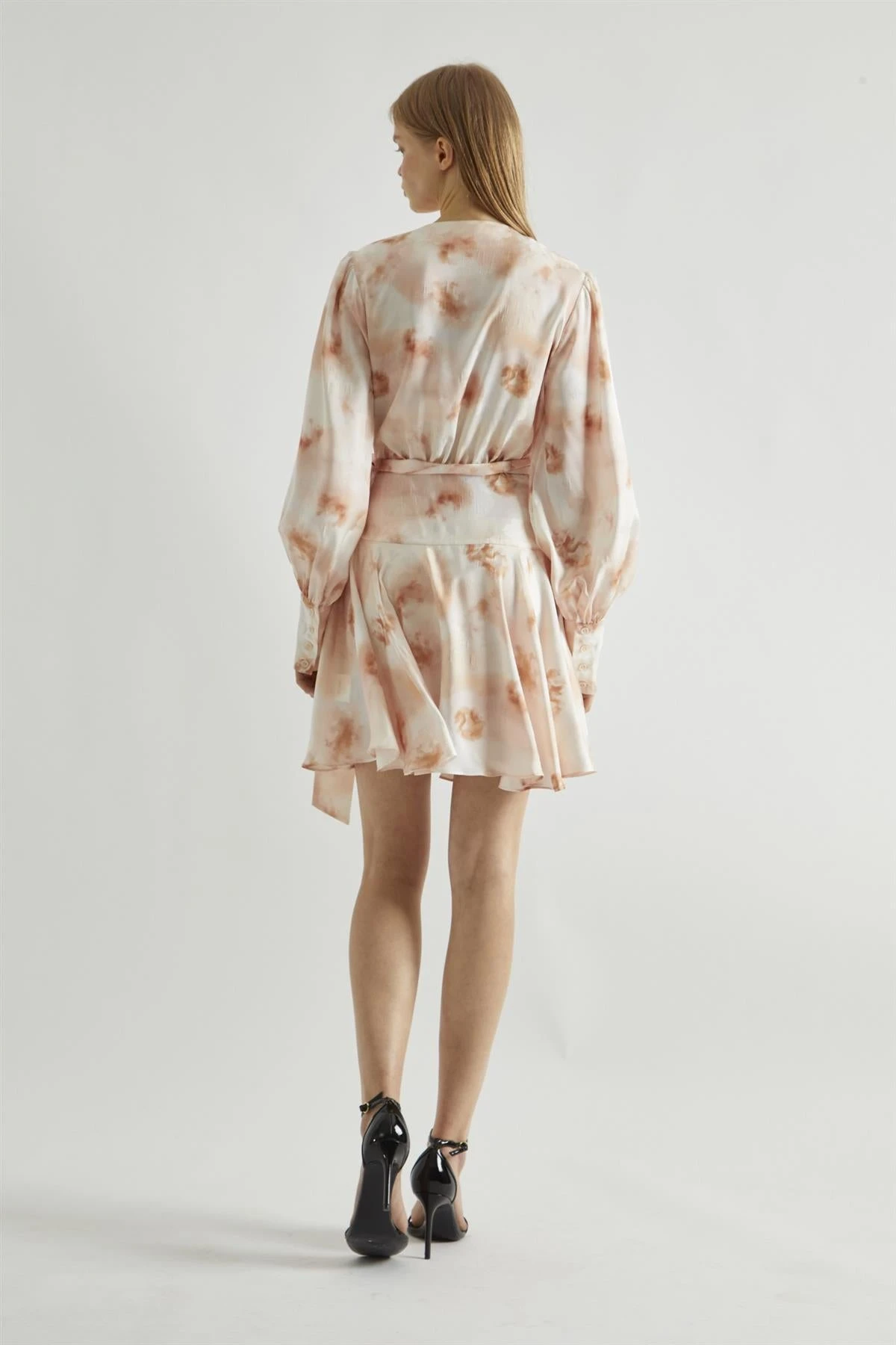 Glamorous Peach-Watercolour Wrap Mini-dress 4 Glamorous Peach-Watercolour Wrap Mini-dress - Image 2