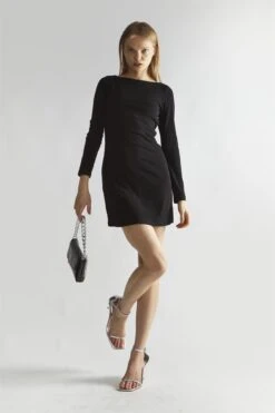 Glamorous Black Open-Back Mini-Dress
