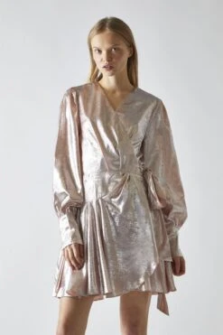 Glamorous Peach-Metallic Wrap Mini-Dress 8 Glamorous Peach-Metallic Wrap Mini-Dress -Glamorous Shop 959a5ce4 d454 4363 986c 102322b473ec
