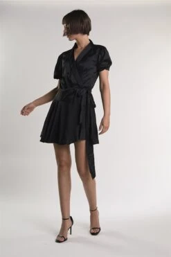 Glamorous Black-Sateen Crossover-Tie Mini-Dress -Glamorous Shop 9b78b93f ec7b 4d1a b4f1 2d5d758e6afd
