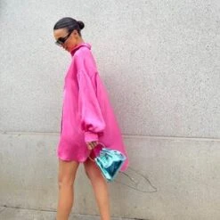 Pink Sateen Oversized Mini Shirt-Dress -Glamorous Shop 9ebca5fa0ebf42659543fc7303e5fbd0 tplv o3syd03w52 resize jpeg 300 300
