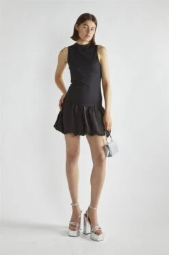 Glamorous Black Sleeveless Puffball Mini-Dress