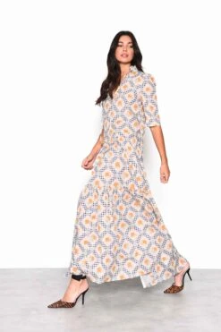 Glamorous Floral Cottage Gingham Tiered Maxi Dress With Frill Neck -Glamorous Shop AN3972 CP82 03