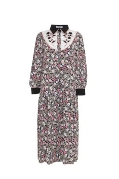 Glamorous Navy Folk Floral Black Collar Midi Dress -Glamorous Shop AN4150 NAVYFOLKFLORALBLACK.1