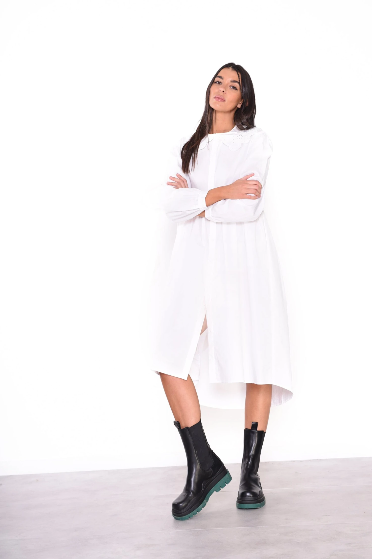 Glamorous Midi White Long Sleeve Shirt Dress 4 Glamorous Midi White Long Sleeve Shirt Dress - Image 2
