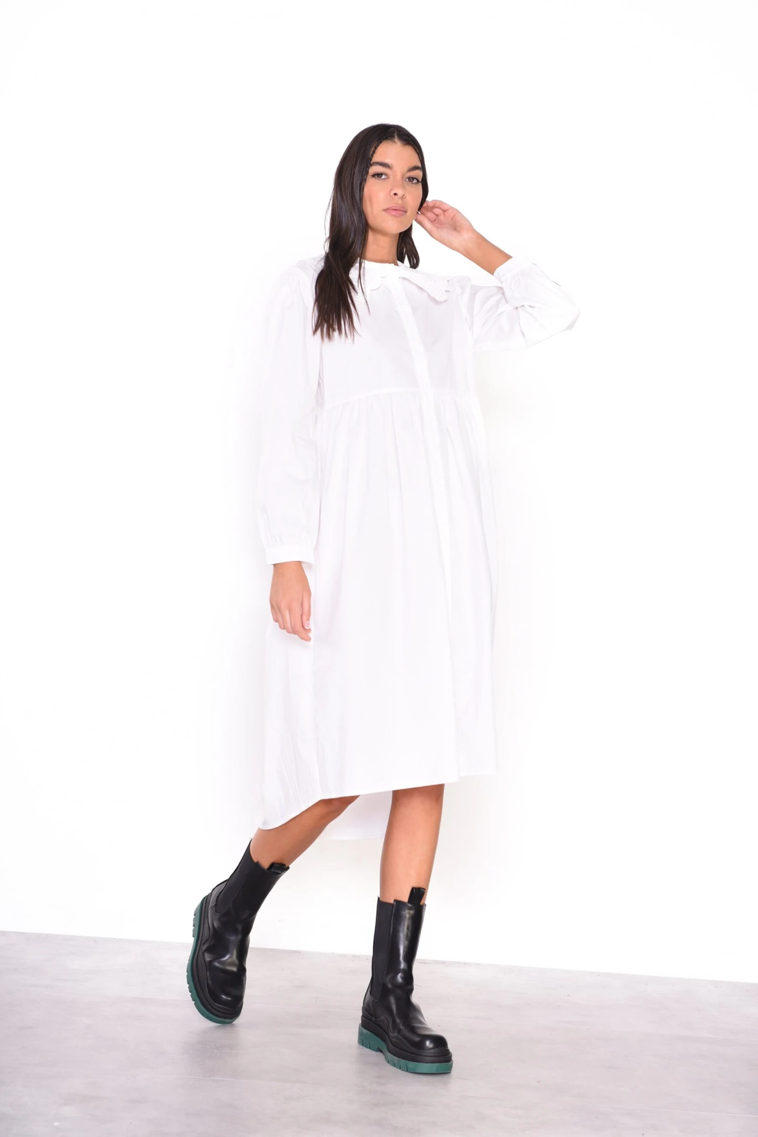 Glamorous Midi White Long Sleeve Shirt Dress 3 Glamorous Midi White Long Sleeve Shirt Dress
