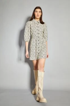 Glamorous Cream Floral Skater Shirt Dress -Glamorous Shop AN4376 BQ60 03
