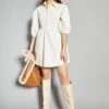 Glamorous Cream Corduroy Puff Sleeve Skater Shirt Dress -Glamorous Shop AN4381 CK98 01