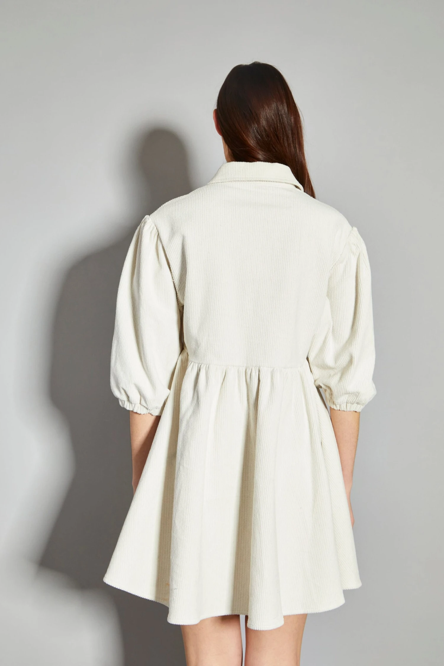 Glamorous Cream Corduroy Puff Sleeve Skater Shirt Dress 4 Glamorous Cream Corduroy Puff Sleeve Skater Shirt Dress - Image 2
