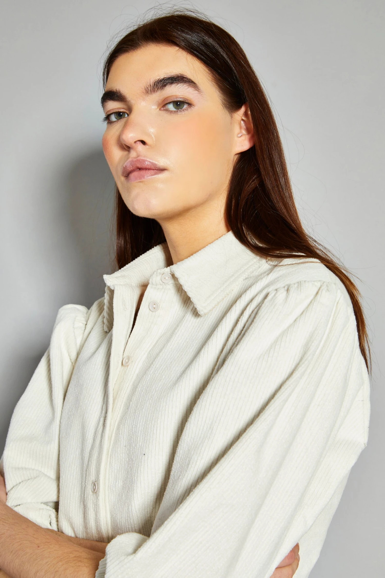 Glamorous Cream Corduroy Puff Sleeve Skater Shirt Dress 5 Glamorous Cream Corduroy Puff Sleeve Skater Shirt Dress - Image 3