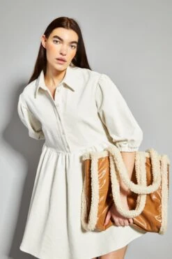 Glamorous Cream Corduroy Puff Sleeve Skater Shirt Dress 9 Glamorous Cream Corduroy Puff Sleeve Skater Shirt Dress -Glamorous Shop AN4381 CK98 04