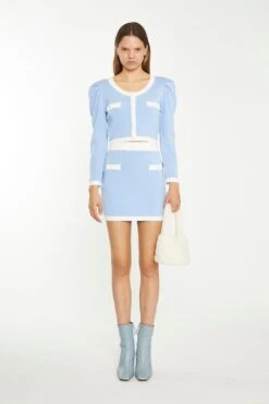 Glamorous Light Blue White Knitted Top