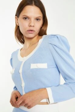 Glamorous Light Blue White Knitted Top -Glamorous Shop AN4419 AZ38 04