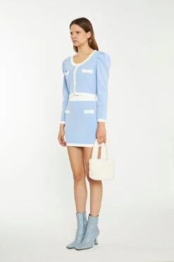 Glamorous Light Blue White Knitted Mini-Skirt -Glamorous Shop AN4420 AZ38 03