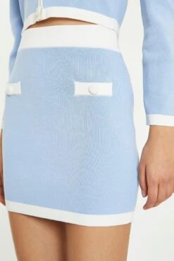 Glamorous Light Blue White Knitted Mini-Skirt -Glamorous Shop AN4420 AZ38 04