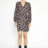 Glamorous Black Multi Rose Mini Wrap Dress