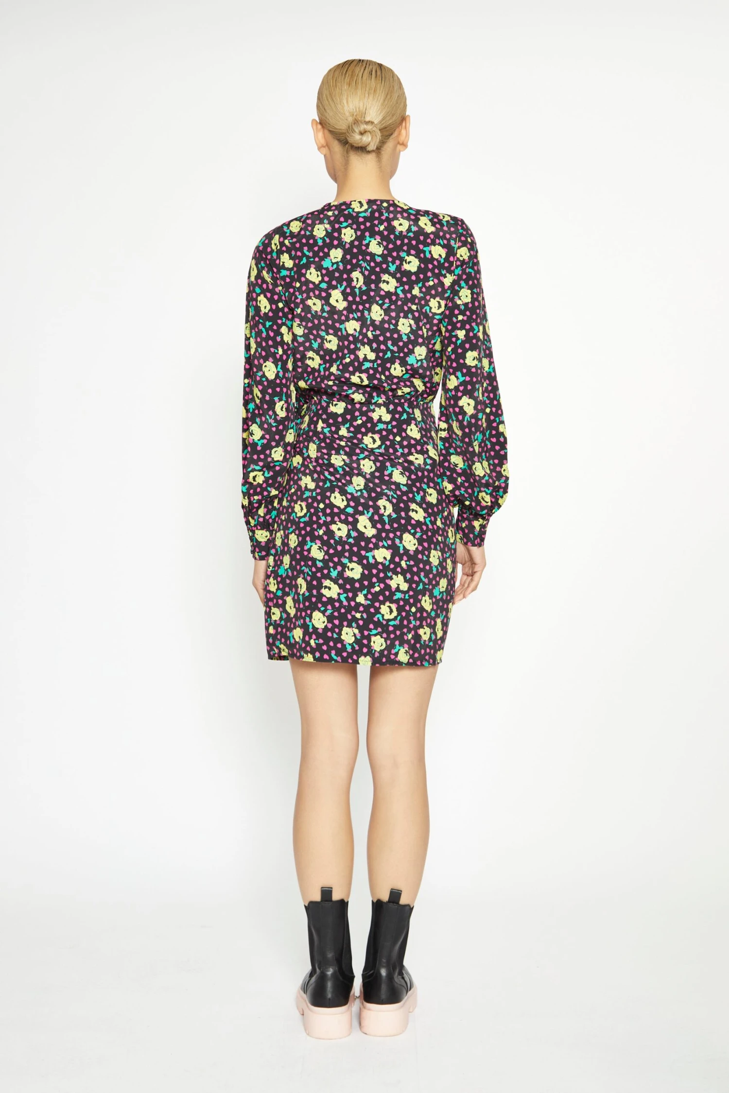 Glamorous Black Multi Rose Mini Wrap Dress 6 Glamorous Black Multi Rose Mini Wrap Dress - Image 4