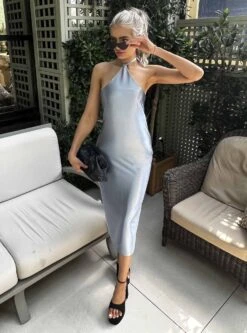 Glamorous Steel Blue Halter Neck Bodycon Midi Dress 7 Glamorous Steel Blue Halter Neck Bodycon Midi Dress -Glamorous Shop AN4538 BE40 03
