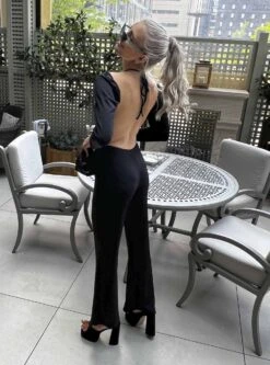 Glamorous Black Flared Bodycon Jumpsuit 9 Glamorous Black Flared Bodycon Jumpsuit -Glamorous Shop AN4541 BK 04