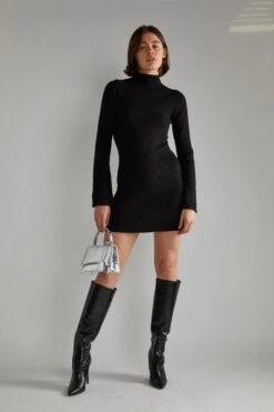 Glamorous Black Flared Sleeve Knitted Mini-Dress 9 Glamorous Black Flared Sleeve Knitted Mini-Dress -Glamorous Shop AN4577 2